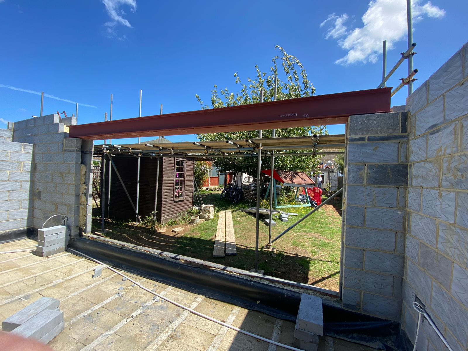 Steel beam installation in Ashford